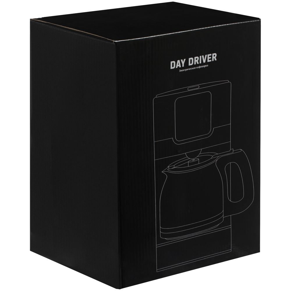 Электрическая кофеварка DayDriver, черно-серебристая, черный, серебристый