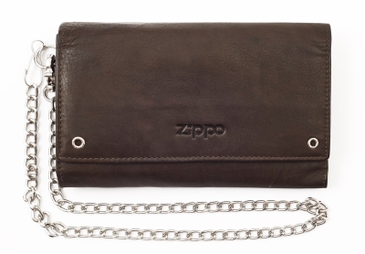 Бумажник байкера ZIPPO, цвет "мокко", натуральная кожа, 17x3,5x11 см, коричневый