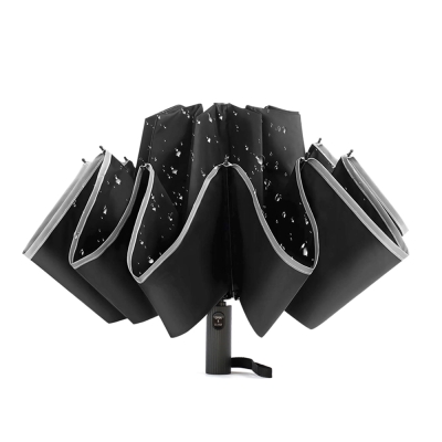 Автоматический противоштормовой складной зонт Flash reverse (с обратным сложением), черный