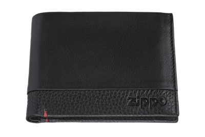 Портмоне ZIPPO с защитой от сканирования RFID, чёрное, натуральная кожа, 11,5×2×9,5 см, черный