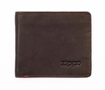 Портмоне ZIPPO, цвет "мокко", натуральная кожа, 11x1,2x10 см, коричневый