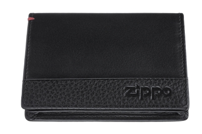 Держатель для карт ZIPPO с защитой от сканирования RFID, чёрная, натуральная кожа, 10,5×1,5×7,5 см, черный