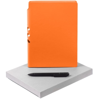 Набор Flexpen Shall, оранжевый, оранжевый, ежедневник - искусственная кожа; ручка - пластик; коробка - картон